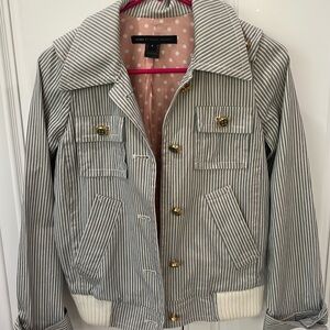 Marc by Marc Jacobs blue white striped cotton jacket size 2 sailor style preppy